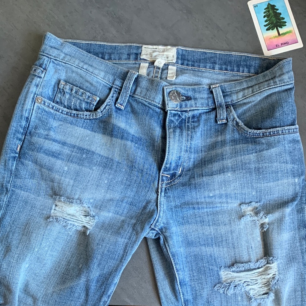 Current/Elliott Light Blue Distressed Boyfriend Jeans